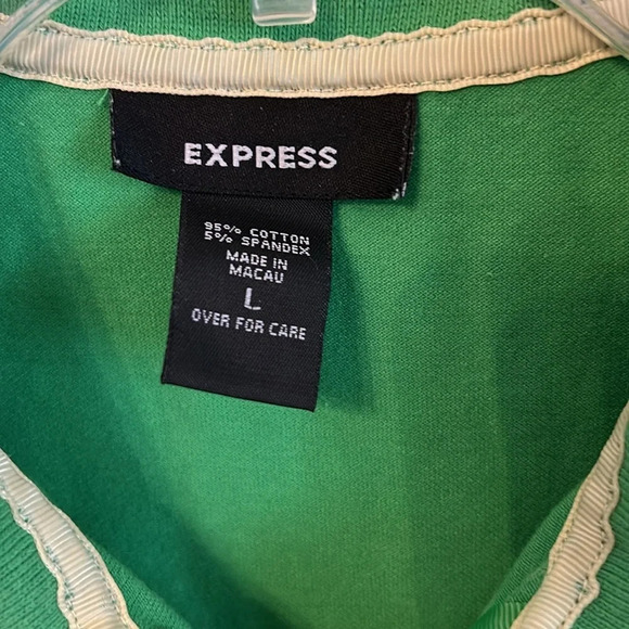 Express Women’s (L) Green Y2K Half Zip Collar Tennis Sporty Stretch Top - Picture 2 of 6